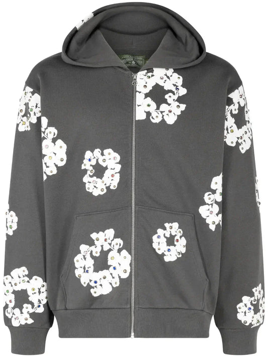hoodie zippé Rhinestone Wreath