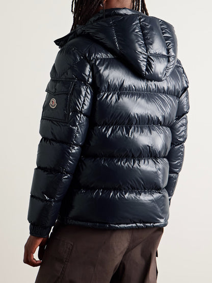 Maya Logo-Appliquéd Quilted Nylon Hooded Down Jacket