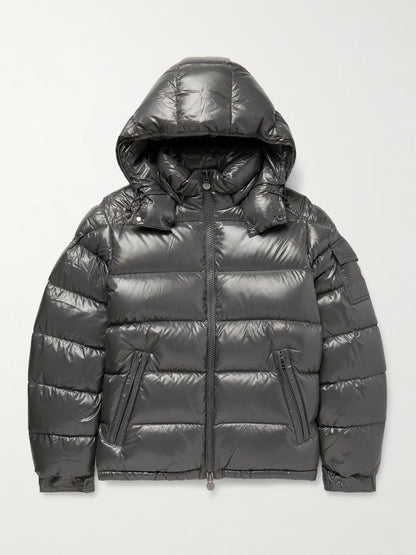 Maya Logo-Appliquéd Quilted Nylon Hooded Down Jacket
