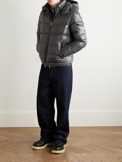 Maya Logo-Appliquéd Quilted Nylon Hooded Down Jacket