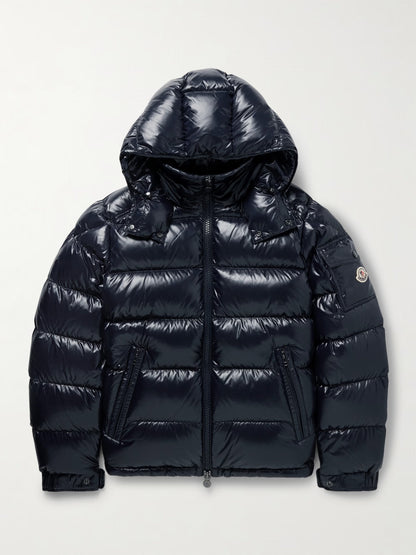 Maya Logo-Appliquéd Quilted Nylon Hooded Down Jacket